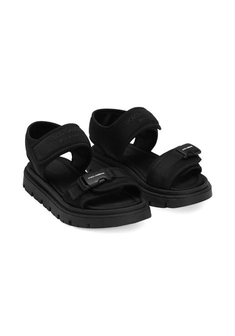 Sandali in Lycra Nera Con Nastro DOLCE & GABBANA KIDS | DA5306-AW5898B956